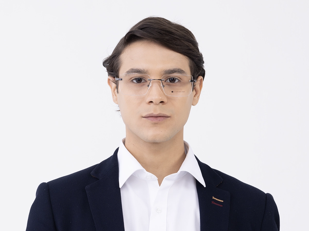 Gunmetal Metal Rimless Geometric Square Glasses 41