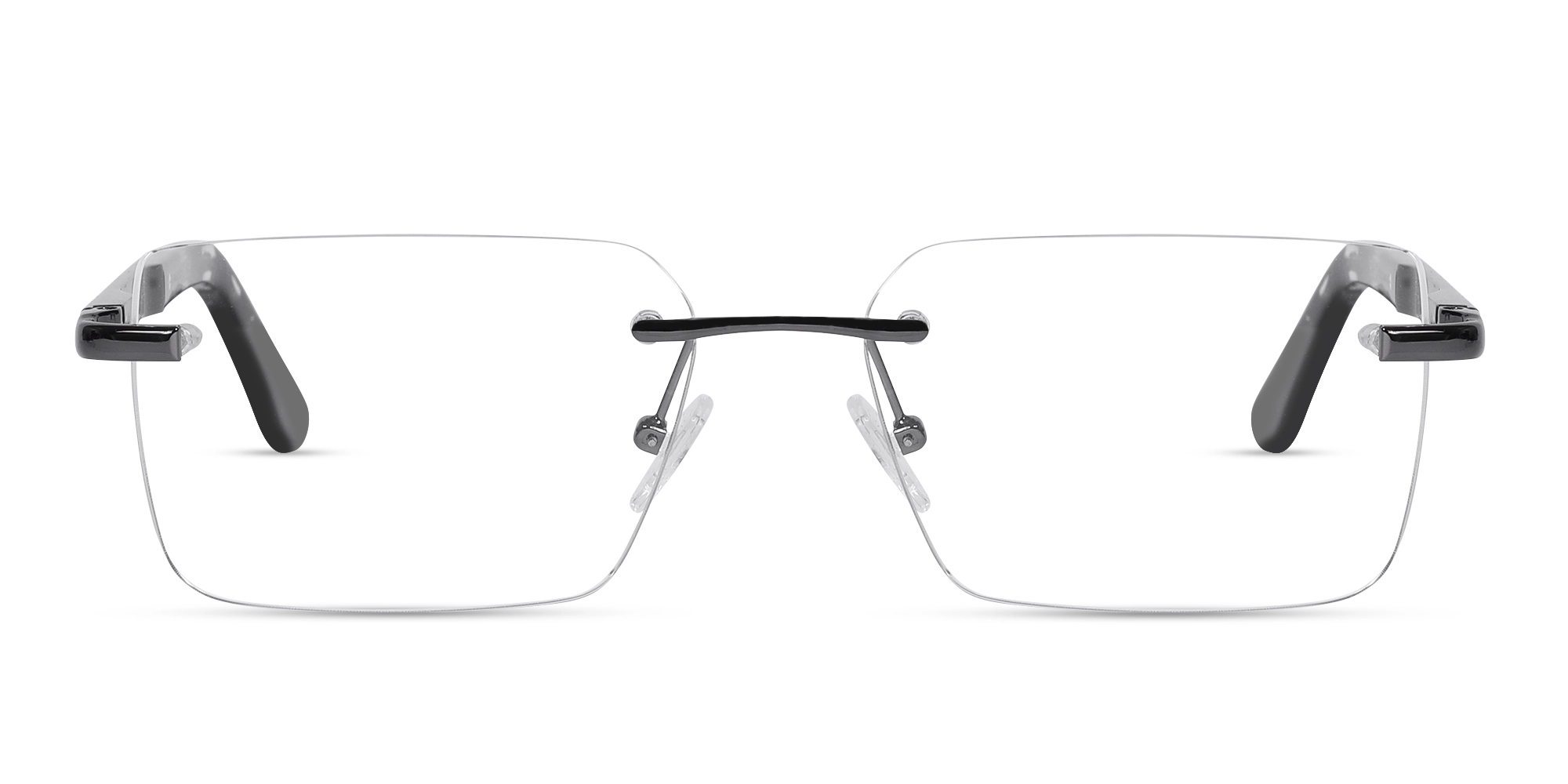 Gunmetal Metal Rimless Geometric Square Glasses-1