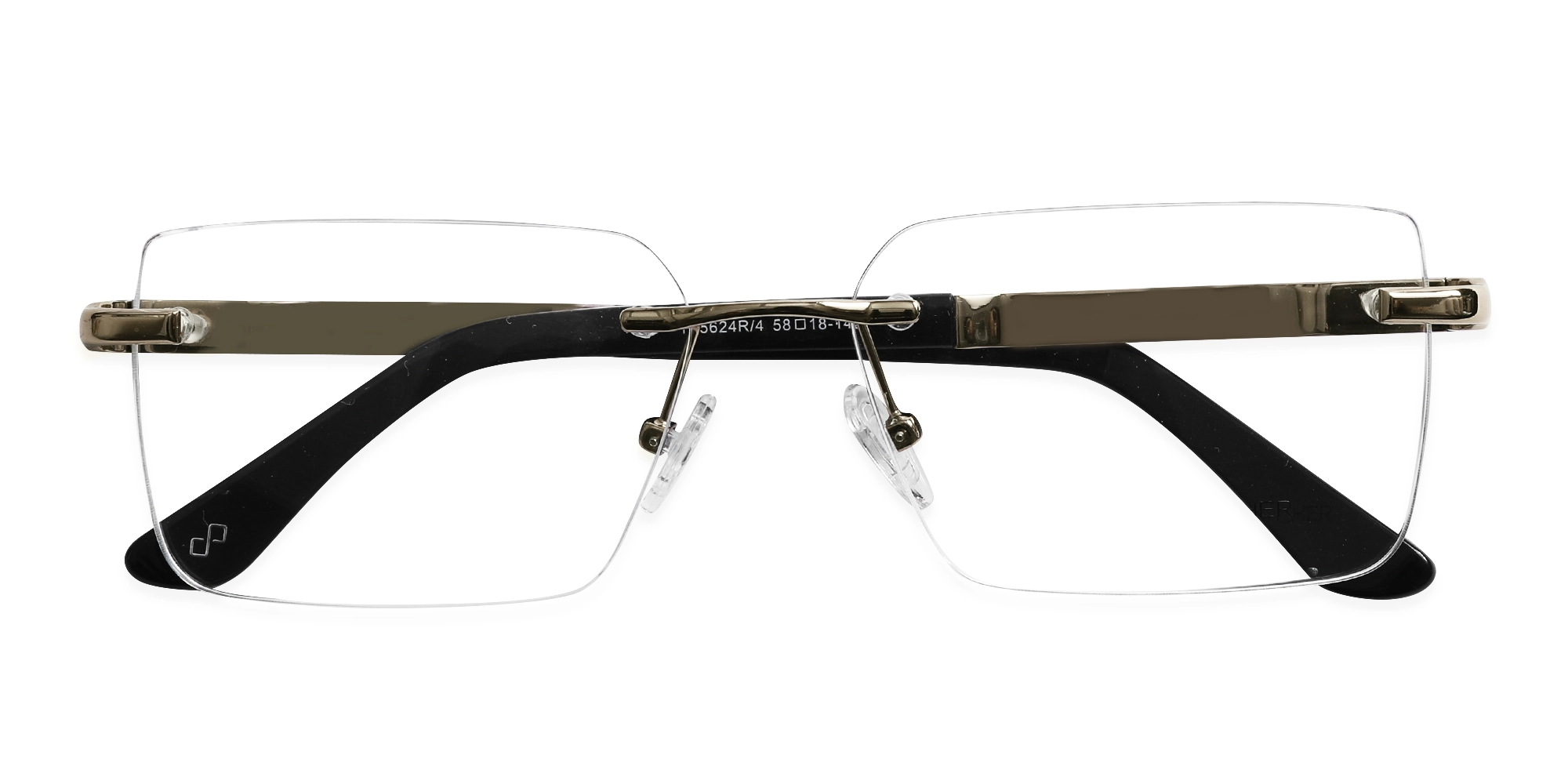Gold Metal Rimless Geometric Square Glasses-6