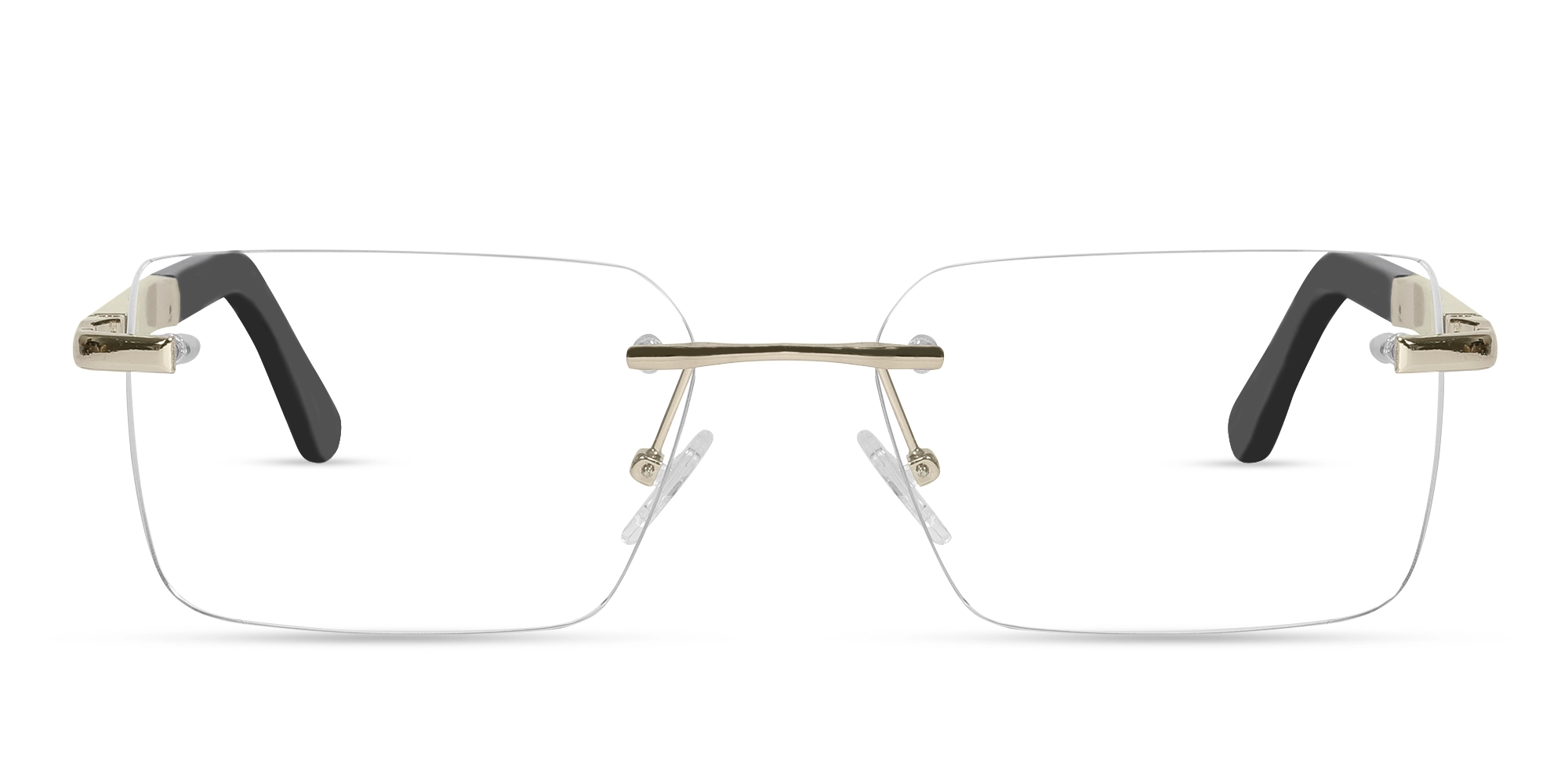 Gold Metal Rimless Geometric Square Glasses-1