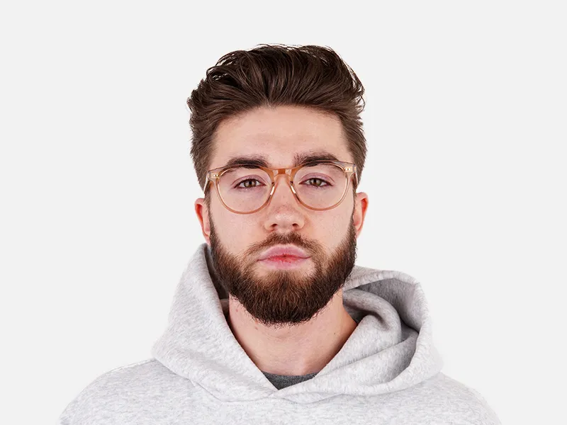 crystal clear transparent brown full-rim round glasses frames-2