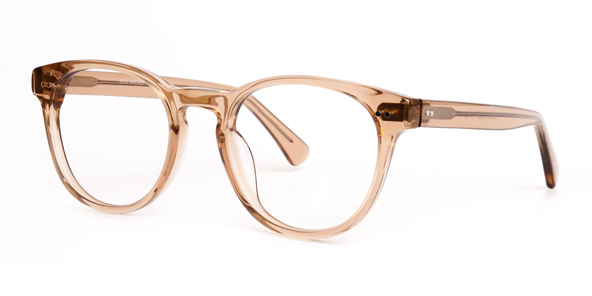 crystal clear transparent brown full-rim round glasses frames-2