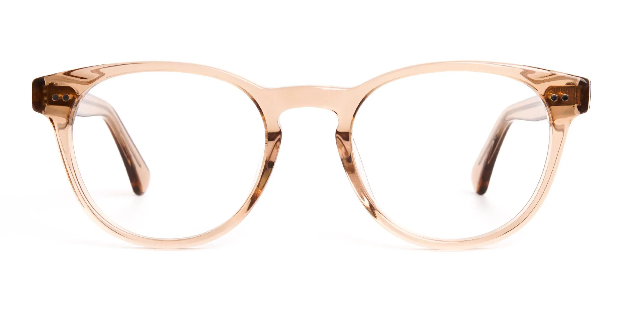 crystal clear transparent brown full-rim round glasses frames-2