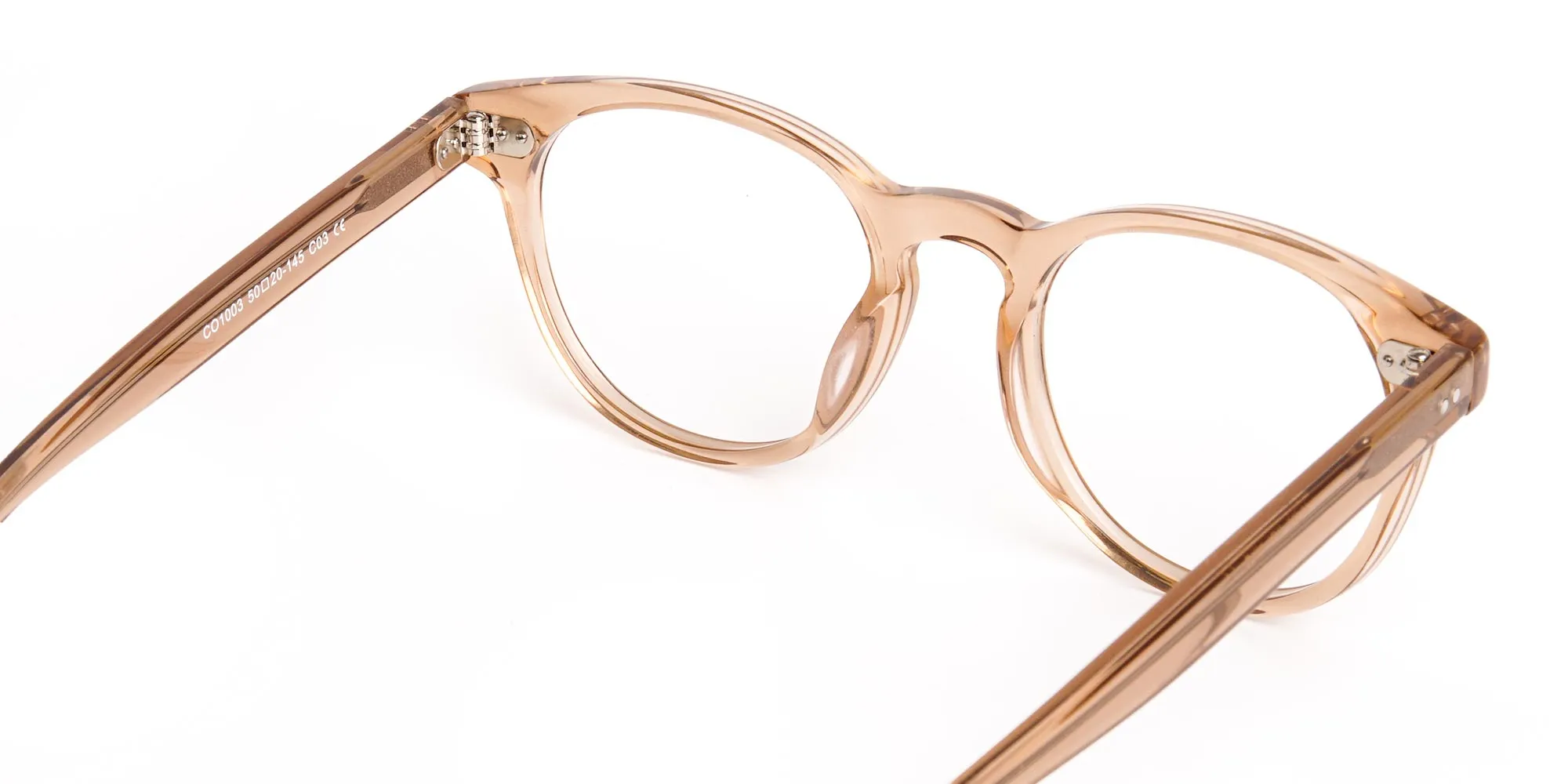 crystal clear transparent brown full-rim round glasses frames-2
