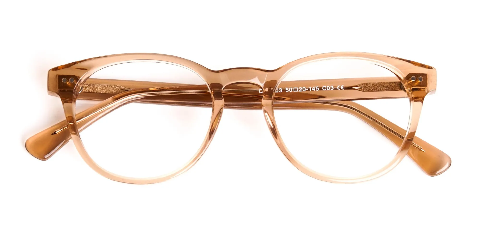 crystal clear transparent brown full-rim round glasses frames-2