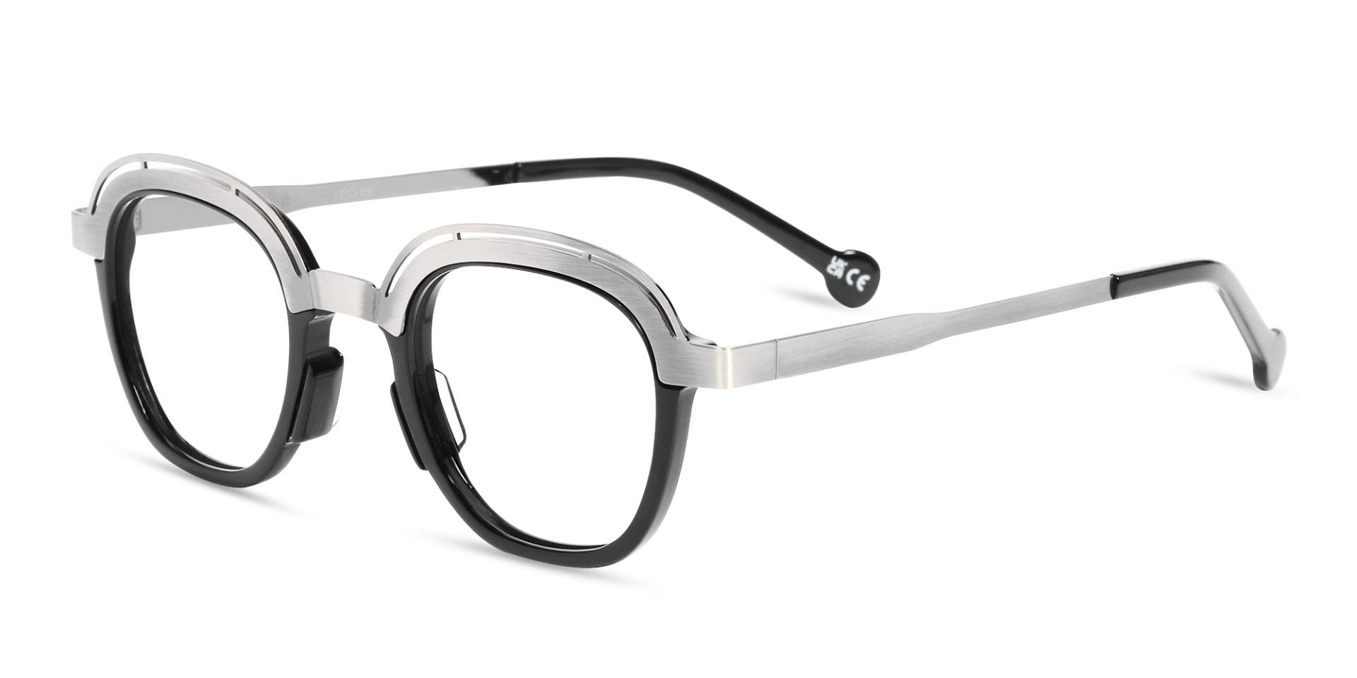 Silver & Black Square Eyeglasses 3