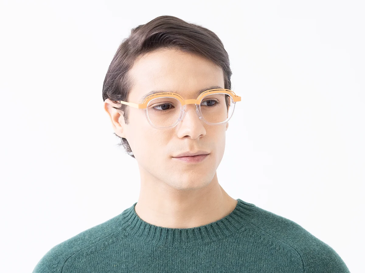 Clear Peach Square Glasses 43