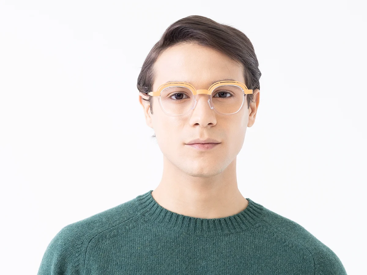 Clear Peach Square Glasses 41