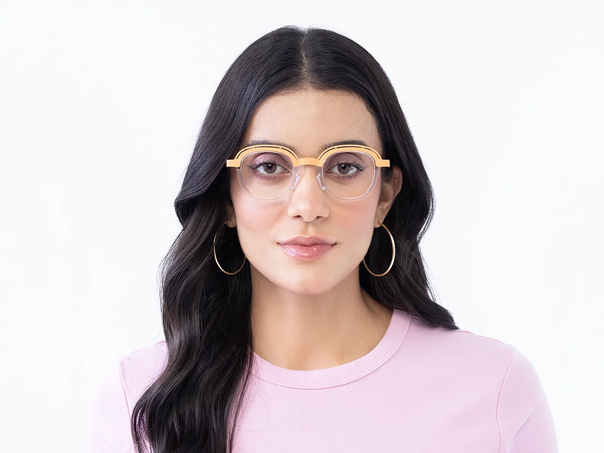 Clear Peach Square Glasses 51