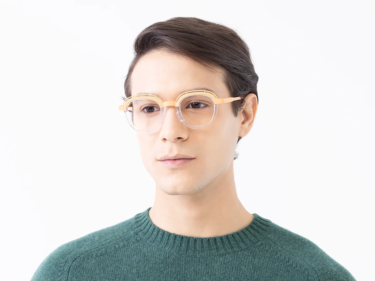 Clear Peach Square Glasses 42