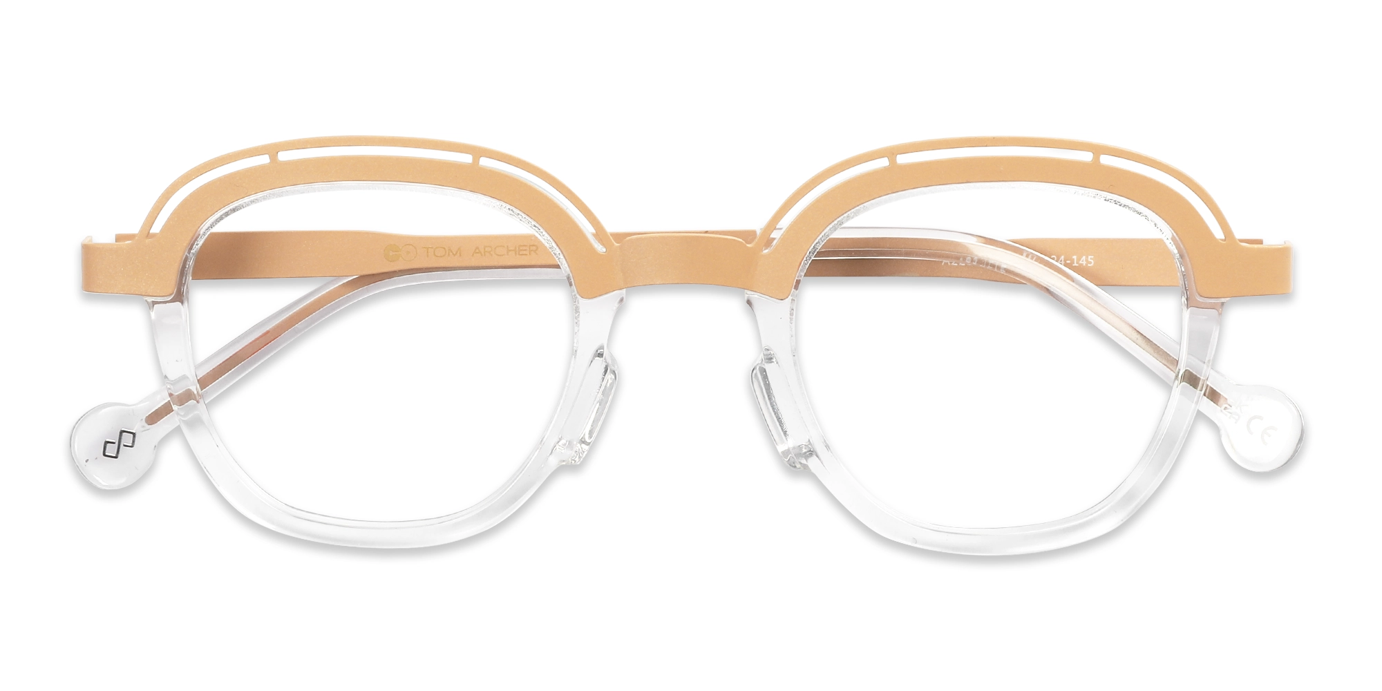 Clear Peach Square Glasses 6