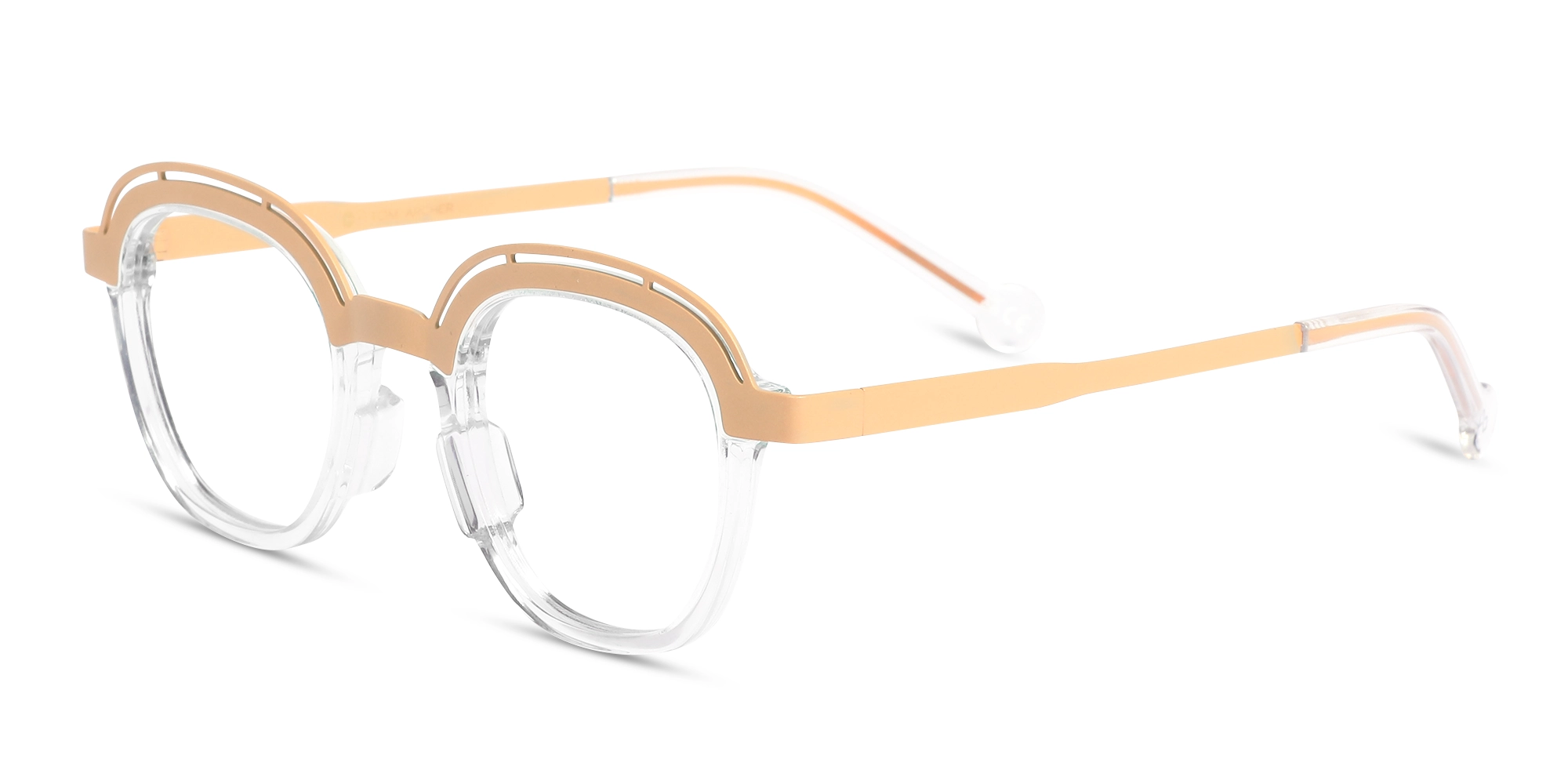 Clear Peach Square Glasses 3