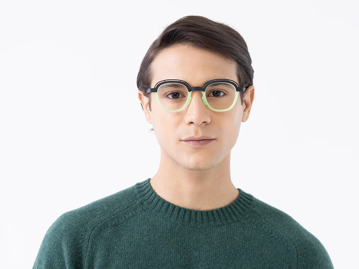 Mint Green & Gunmetal Square Glasses 41