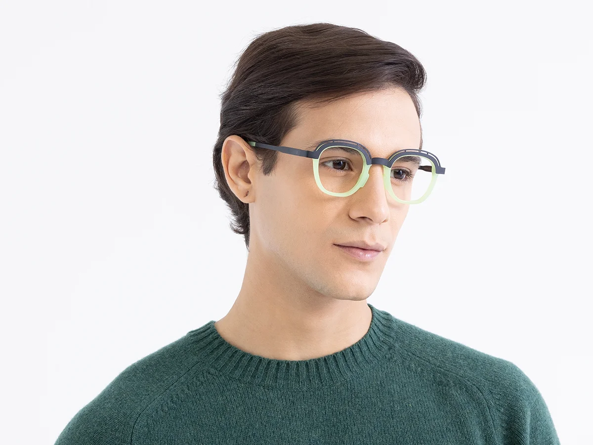 Mint Green & Gunmetal Square Glasses 42