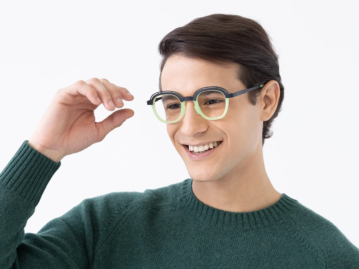 Mint Green & Gunmetal Square Glasses 43