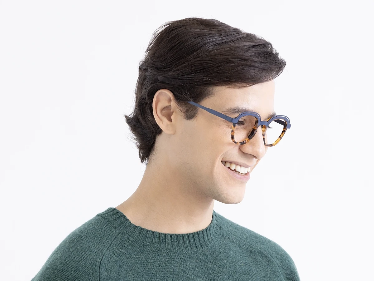 Denim Blue & Tortoise Square Eyeglasses 43