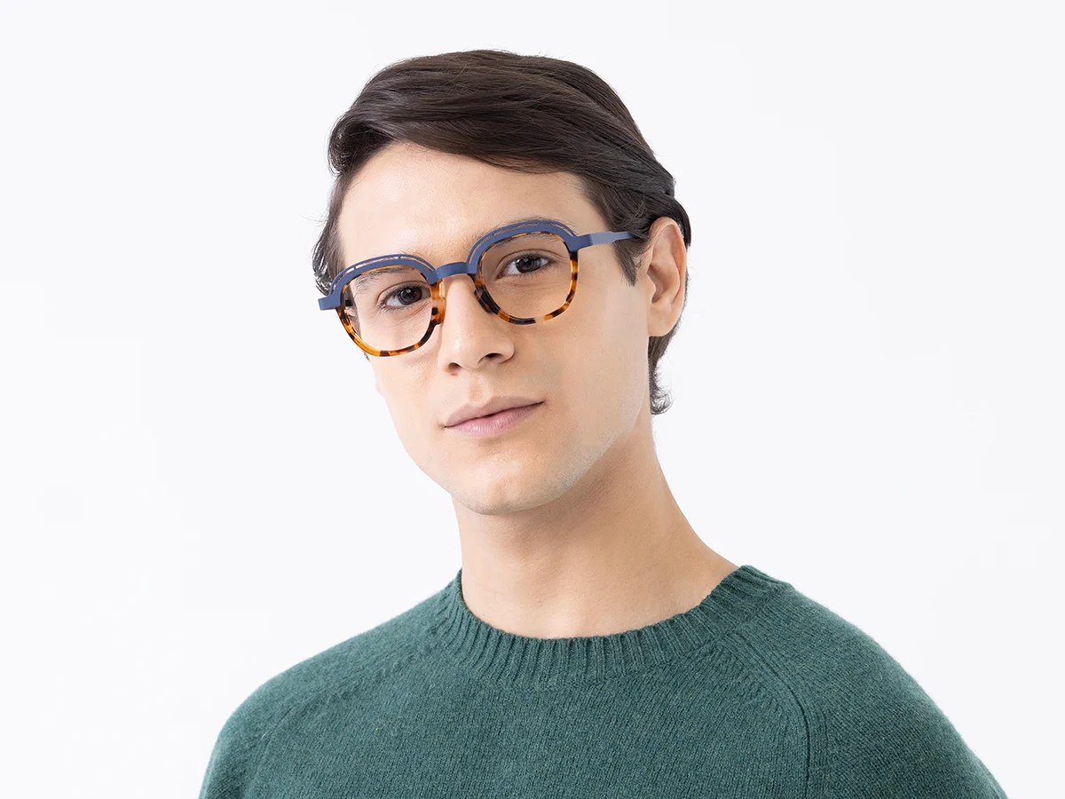 Denim Blue & Tortoise Square Eyeglasses 41