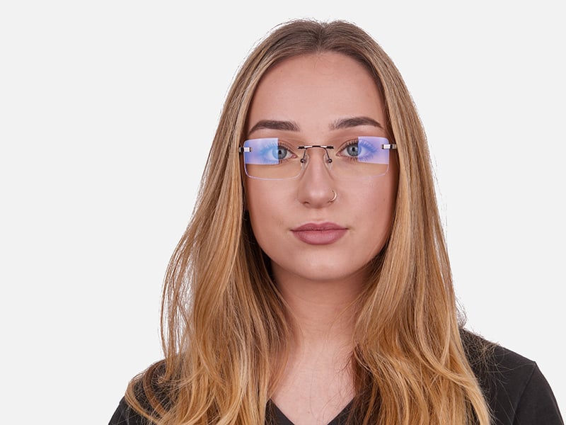 180 image-Gunmetal Rimless Glasses For Formal Style-11