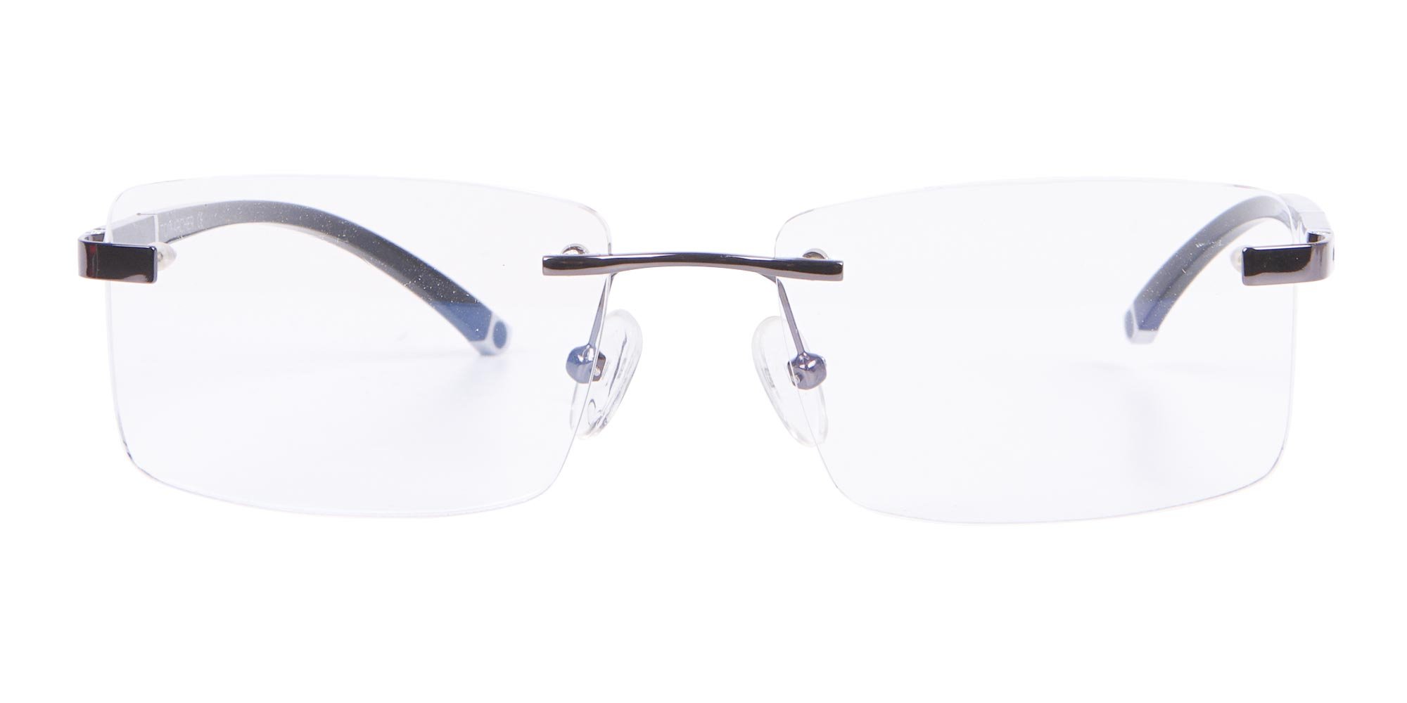 T8005R/GM - Gunmetal Rimless Glasses in Titanium and Rectangular

