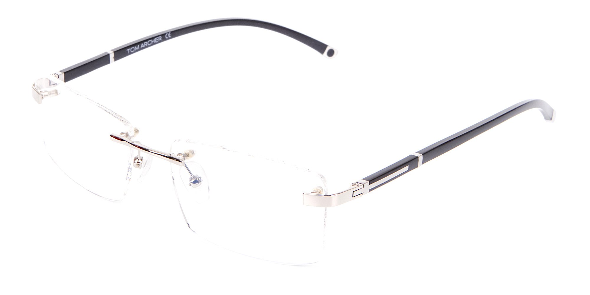 Silver Rectangular Rimless Glasses, Online UK-3