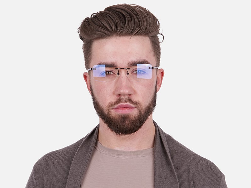 180 image-Silver Rectangular Rimless Glasses, Online UK-4