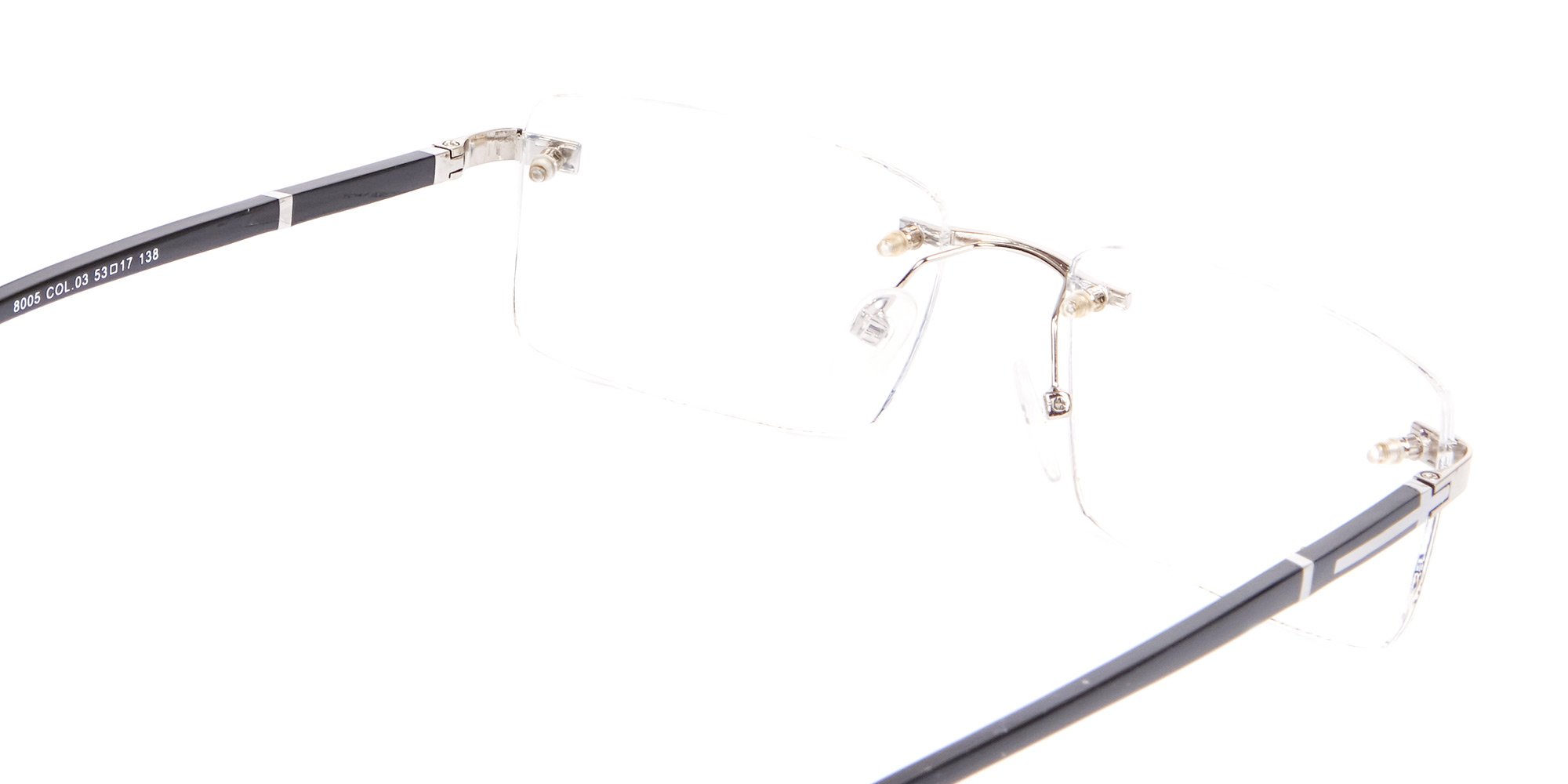 Silver Rectangular Rimless Glasses, Online UK-5