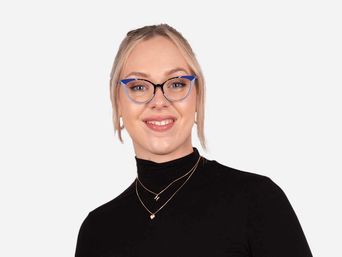 Blue Marble and Milky Grey Cat Eye Glasses-51