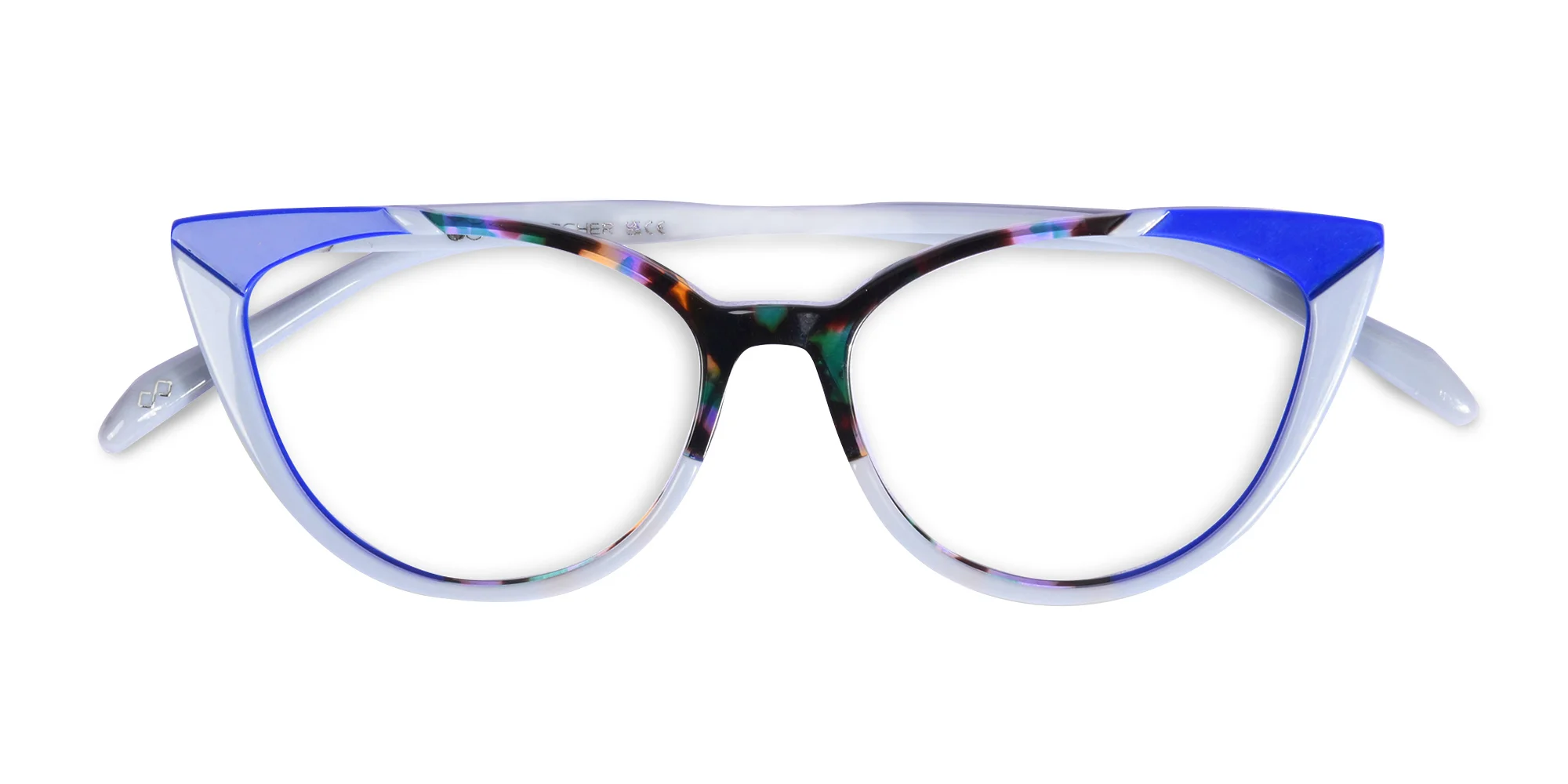 Blue Marble and Milky Grey Cat Eye Glasses-6