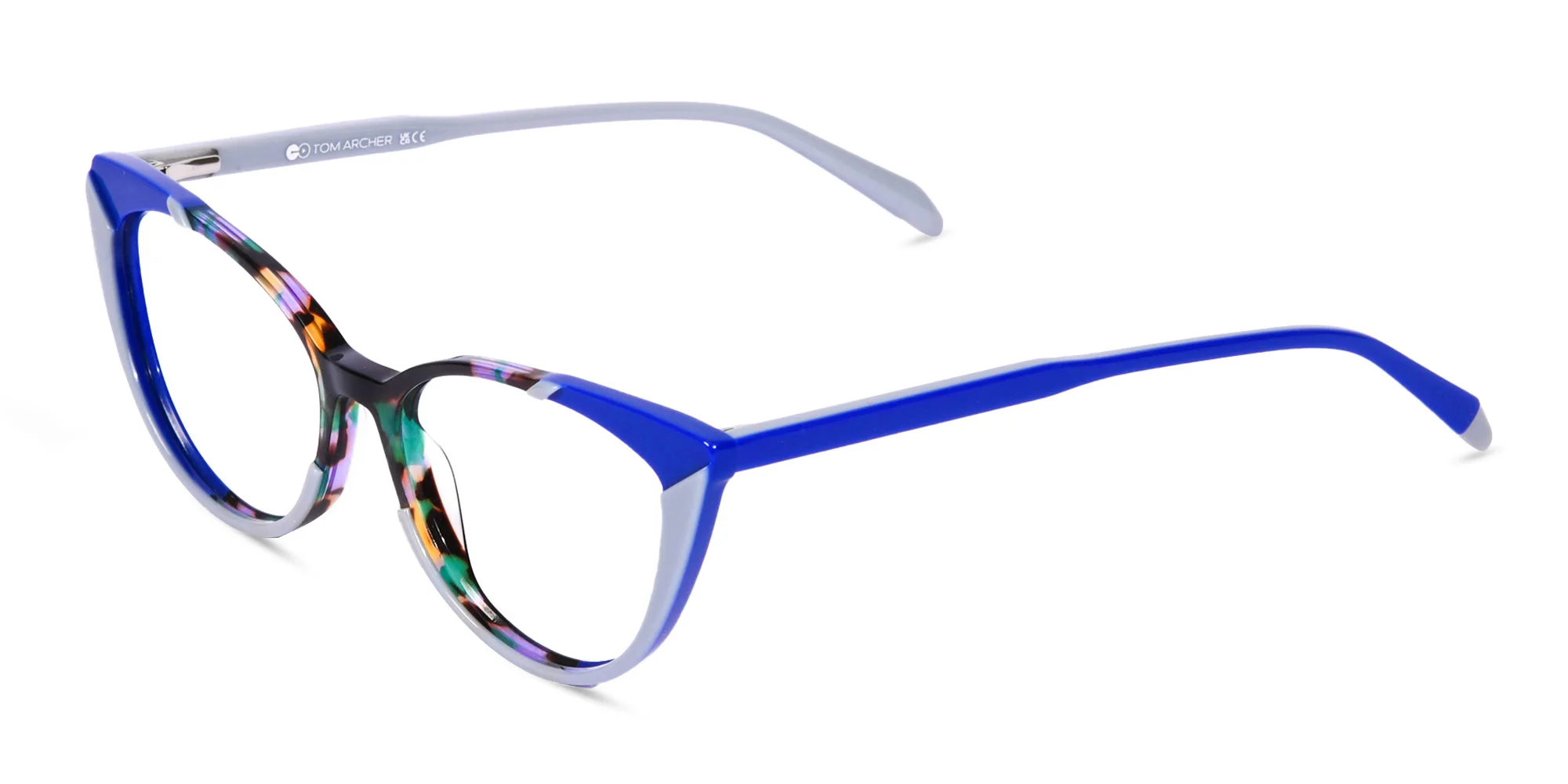 Blue Marble and Milky Grey Cat Eye Glasses-3