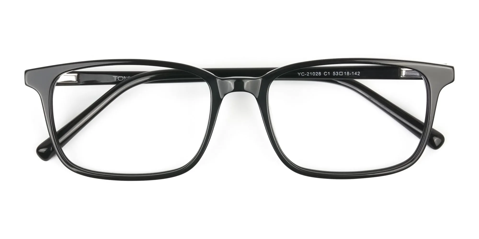 Horn Rimmed Black Eyeglasses in Rectangle - 2