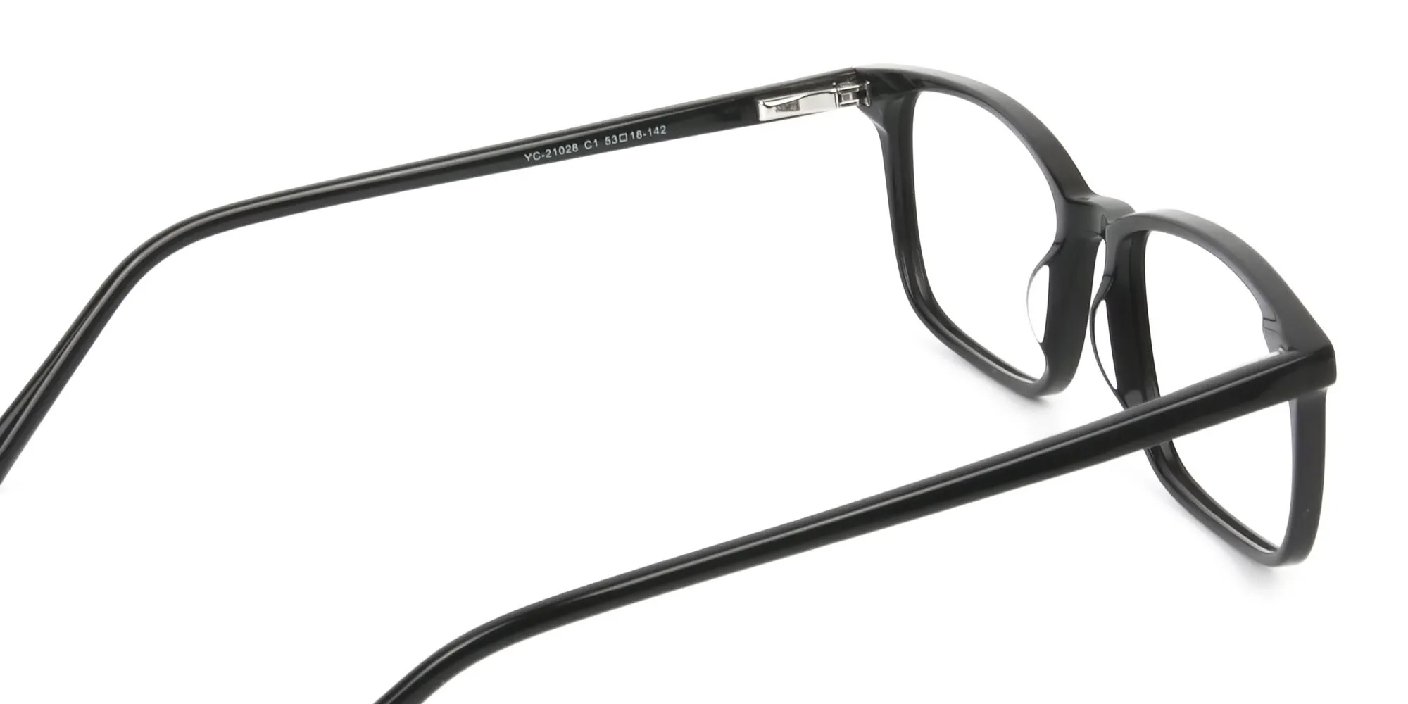 Horn Rimmed Black Eyeglasses in Rectangle - 2