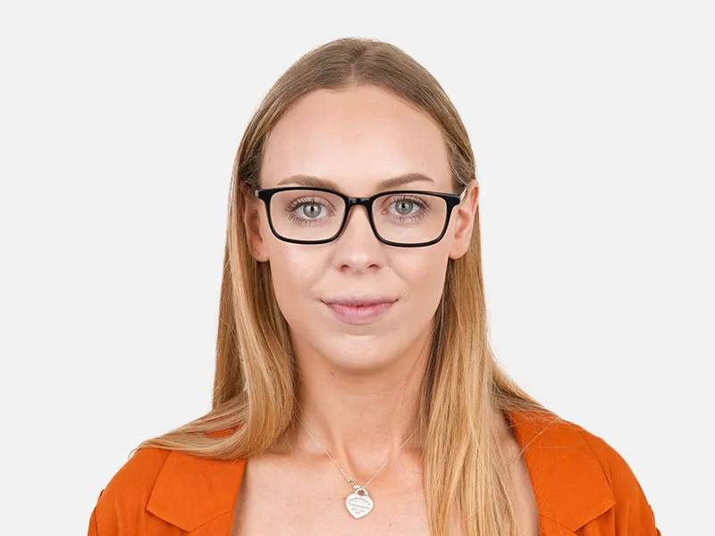 Horn Rimmed Black Eyeglasses in Rectangle - 2