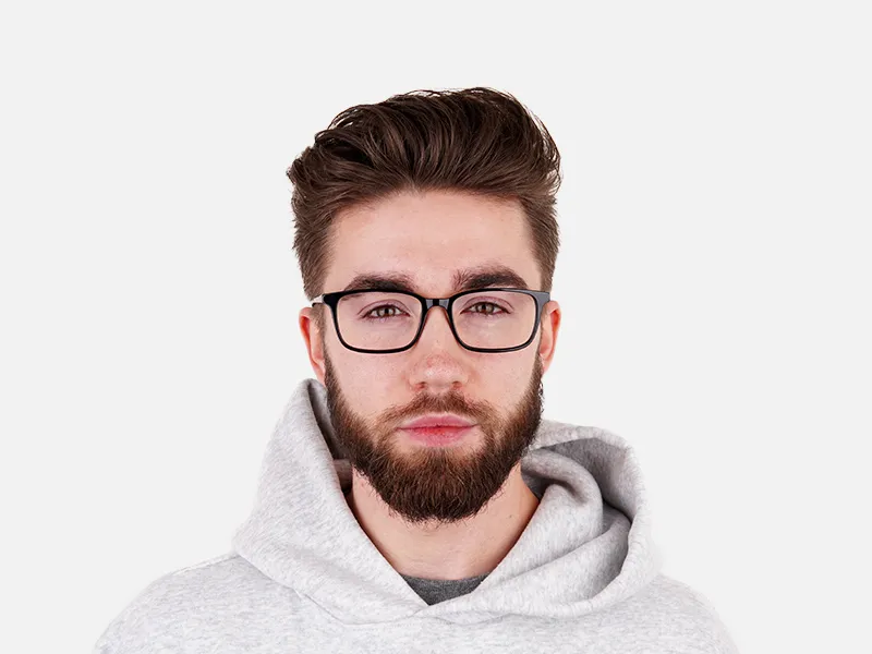 Horn Rimmed Black Eyeglasses in Rectangle - 2