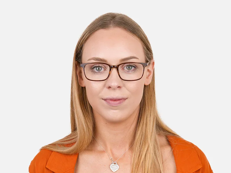 Hazel Brown Eyeglasses Rectangle & Acetate Frame - 2