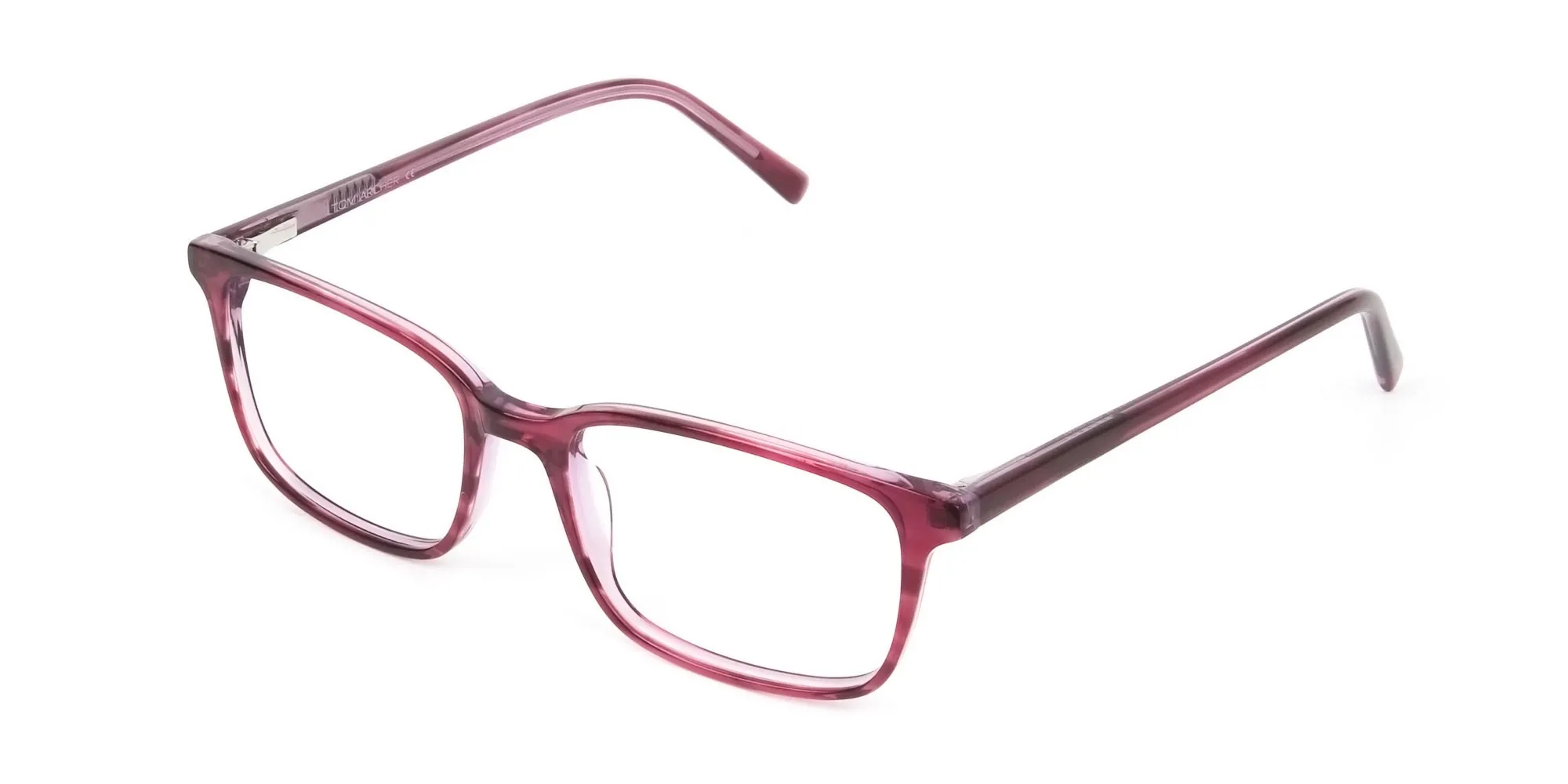 Cherry Red Eyeglasses in Horn-Rimmed Rectangle - 2