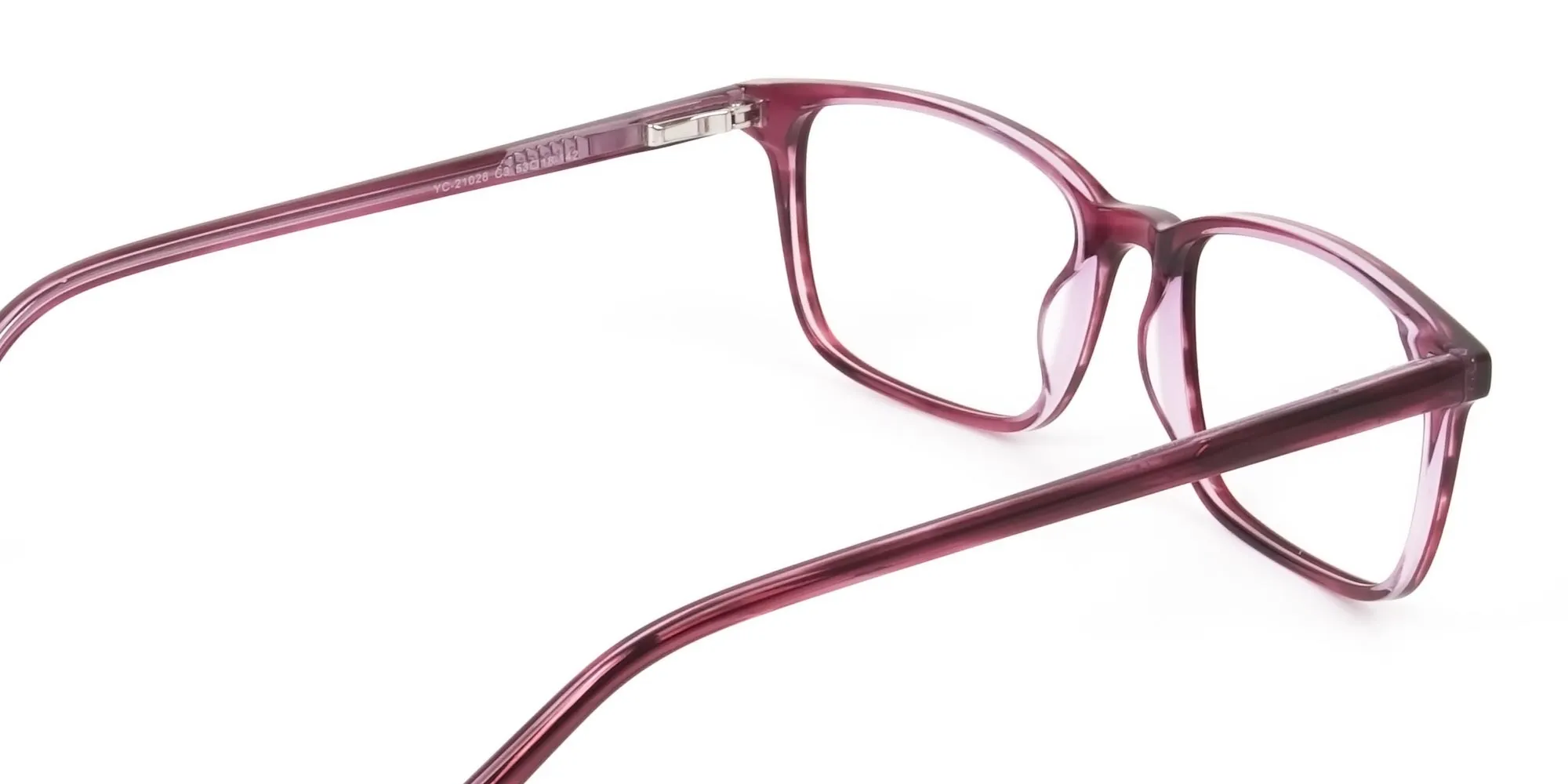 Cherry Red Eyeglasses in Horn-Rimmed Rectangle - 2