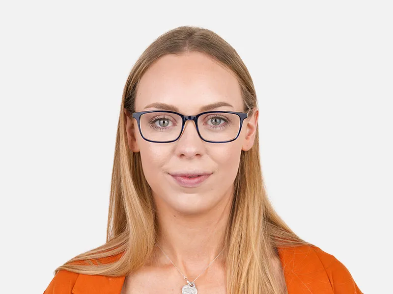 Horn-Rimmed Royal Blue Eyeglasses in Retangle - 2