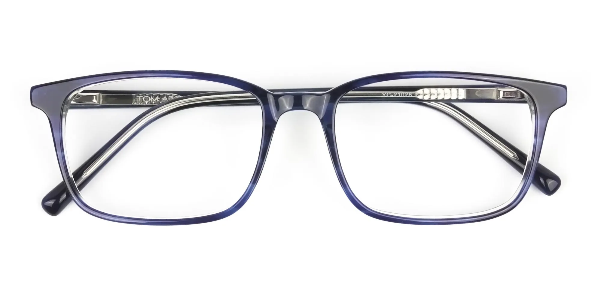 Horn-Rimmed Royal Blue Eyeglasses in Retangle - 2