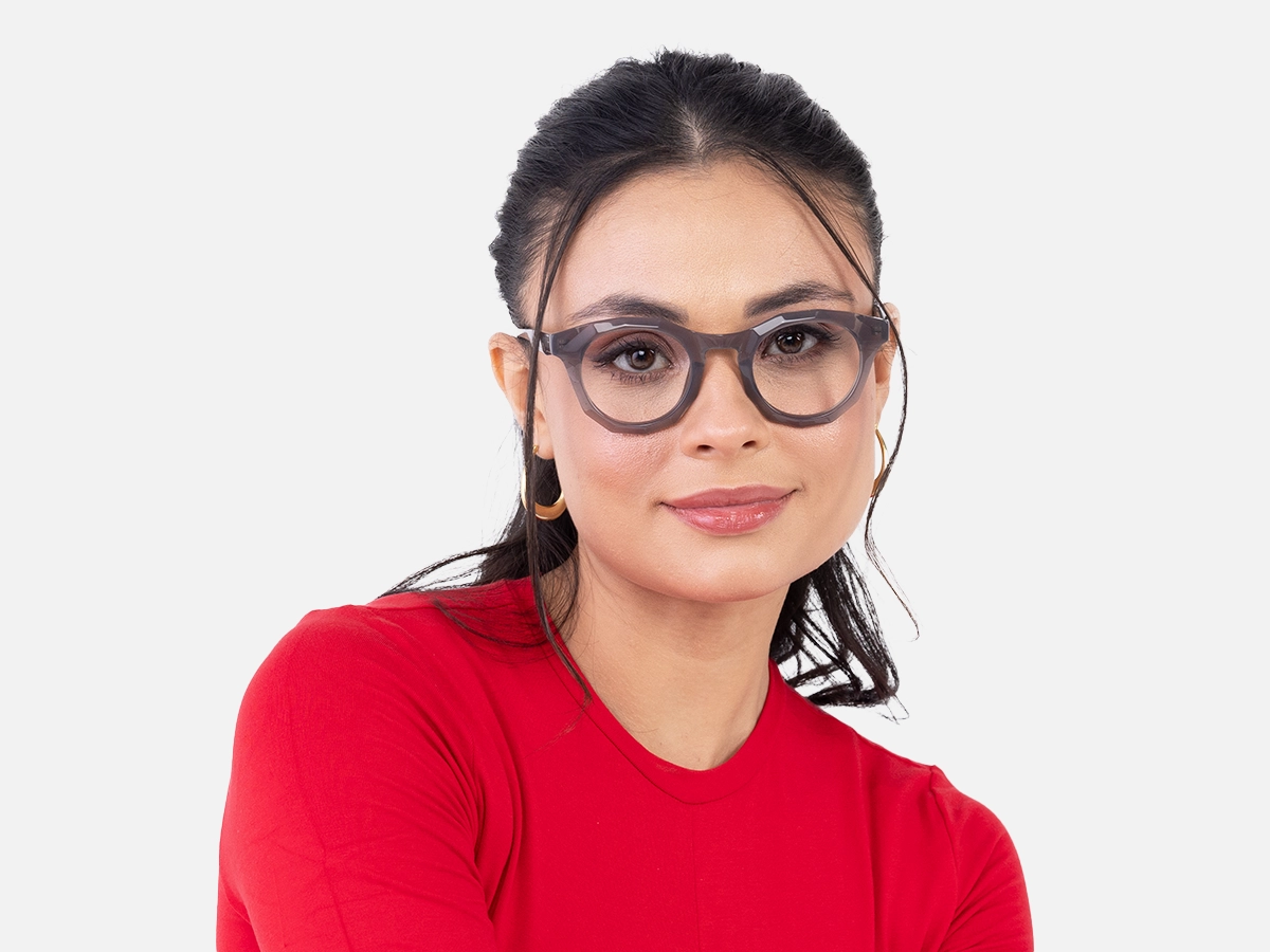 Grey Geometric Shape Eyeglasses 53