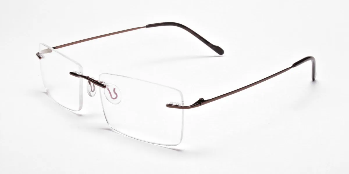 Rimless Glasses in Brown for Men & Women -2