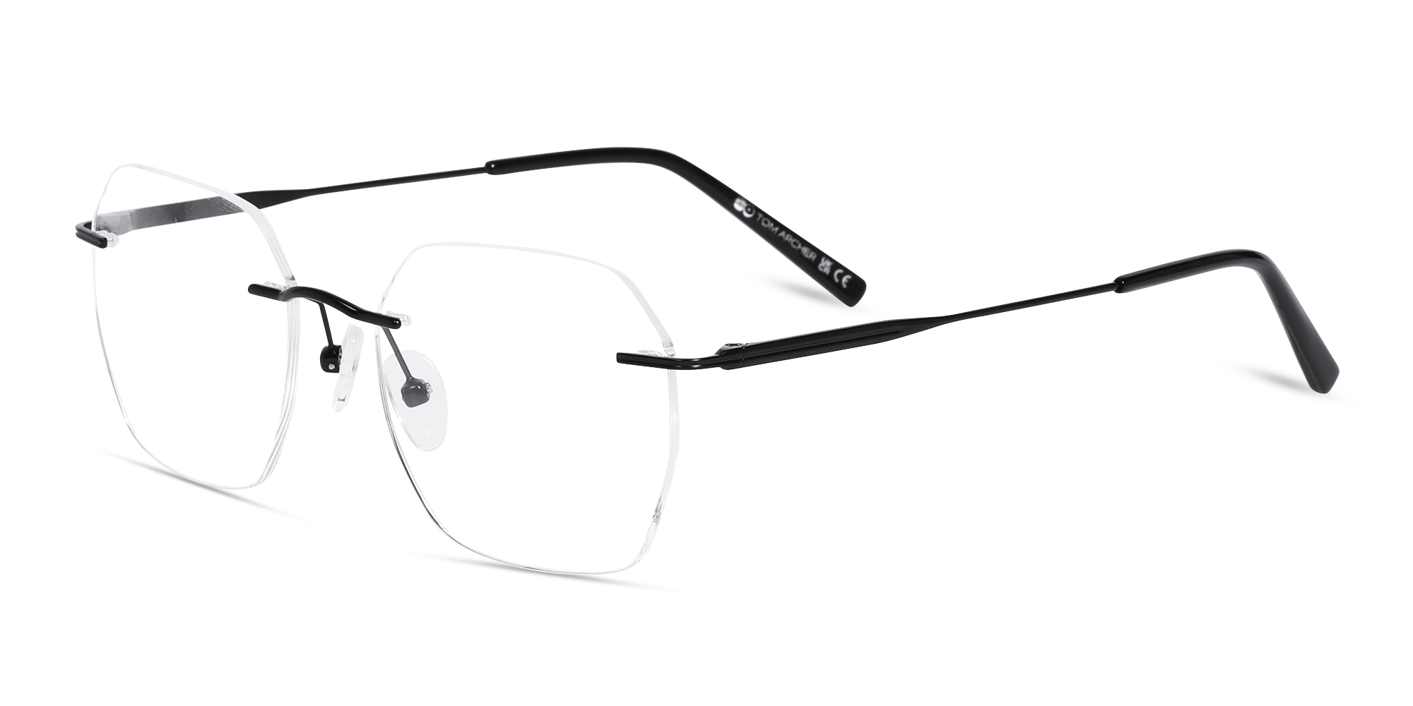 Matte Black Geometric Rimless Eyeglasses 3