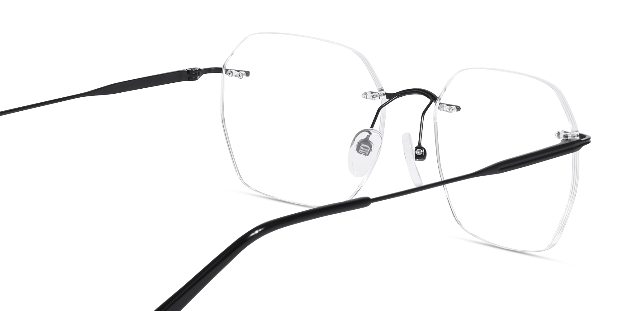Matte Black Geometric Rimless Eyeglasses 5