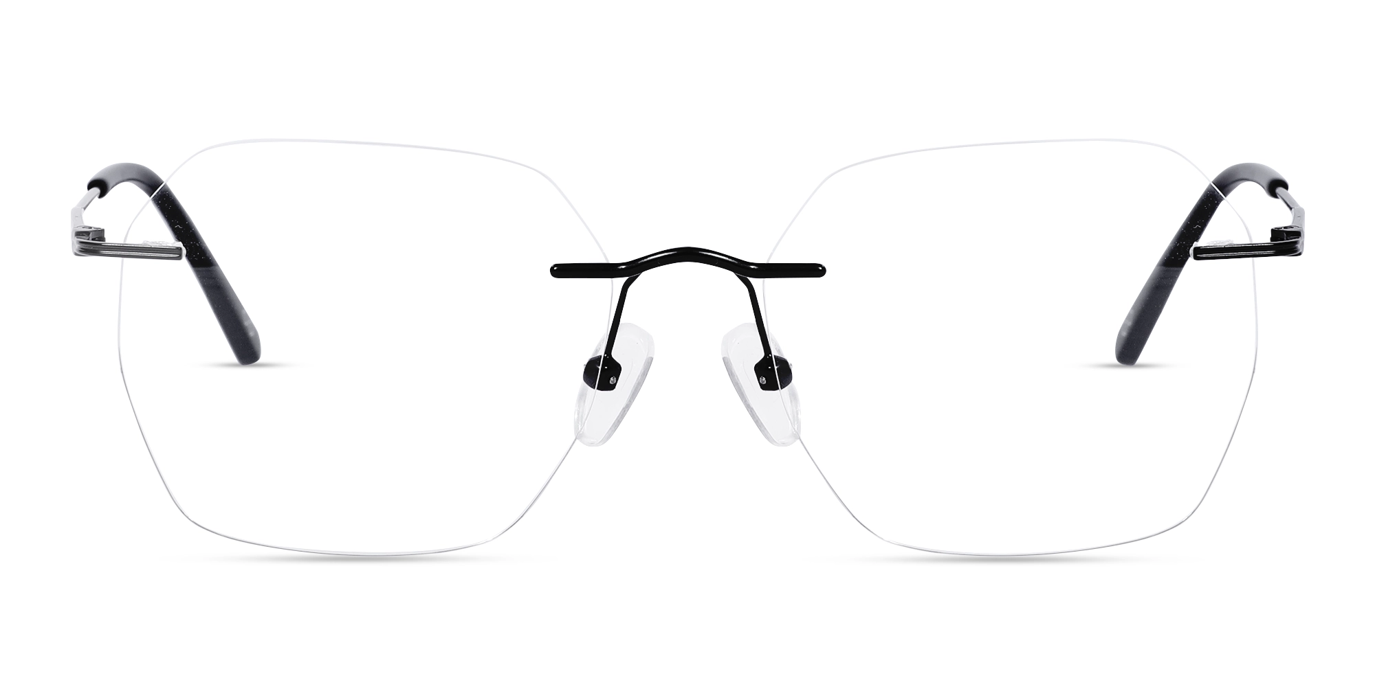 Matte Black Geometric Rimless Eyeglasses 1