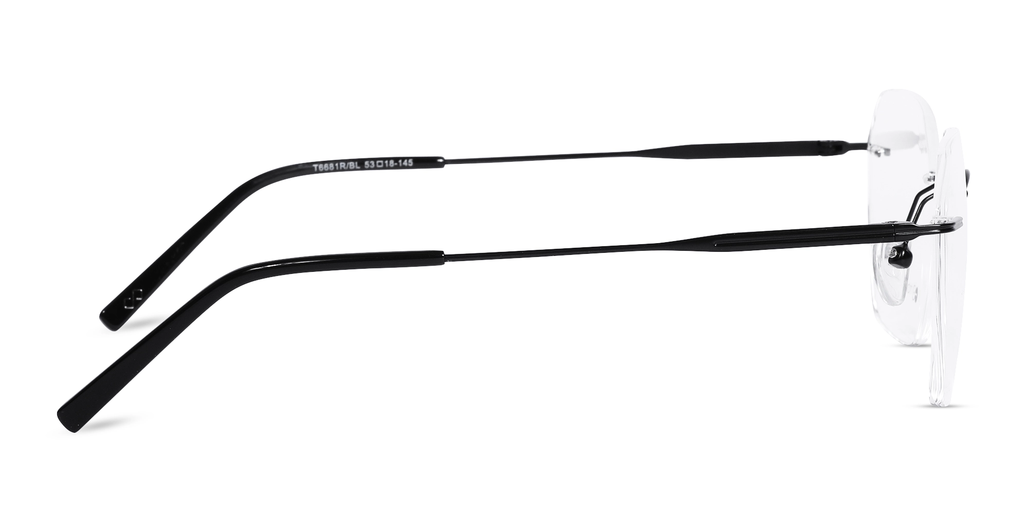 Matte Black Geometric Rimless Eyeglasses 4
