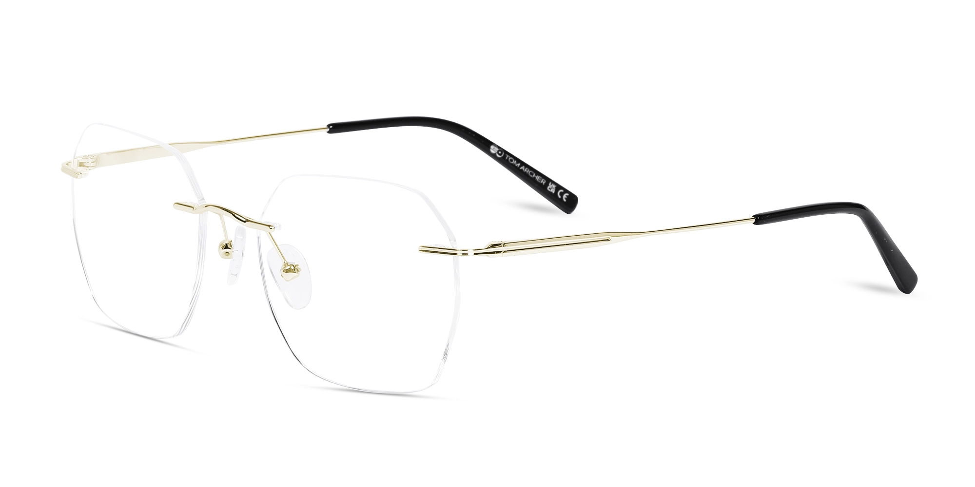 Gold Geometric Rimless Eyeglasses 3