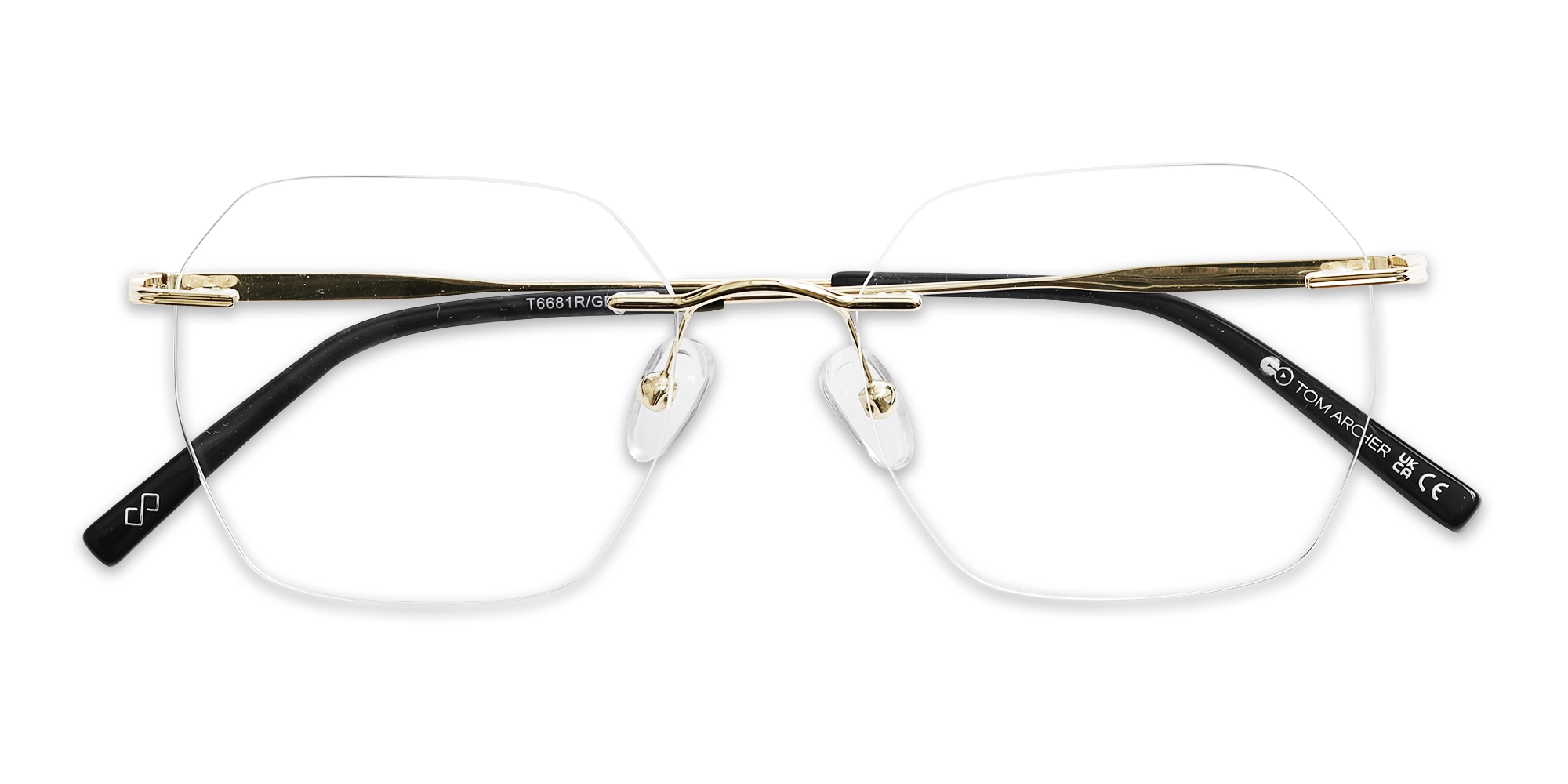 Gold Geometric Rimless Eyeglasses 6