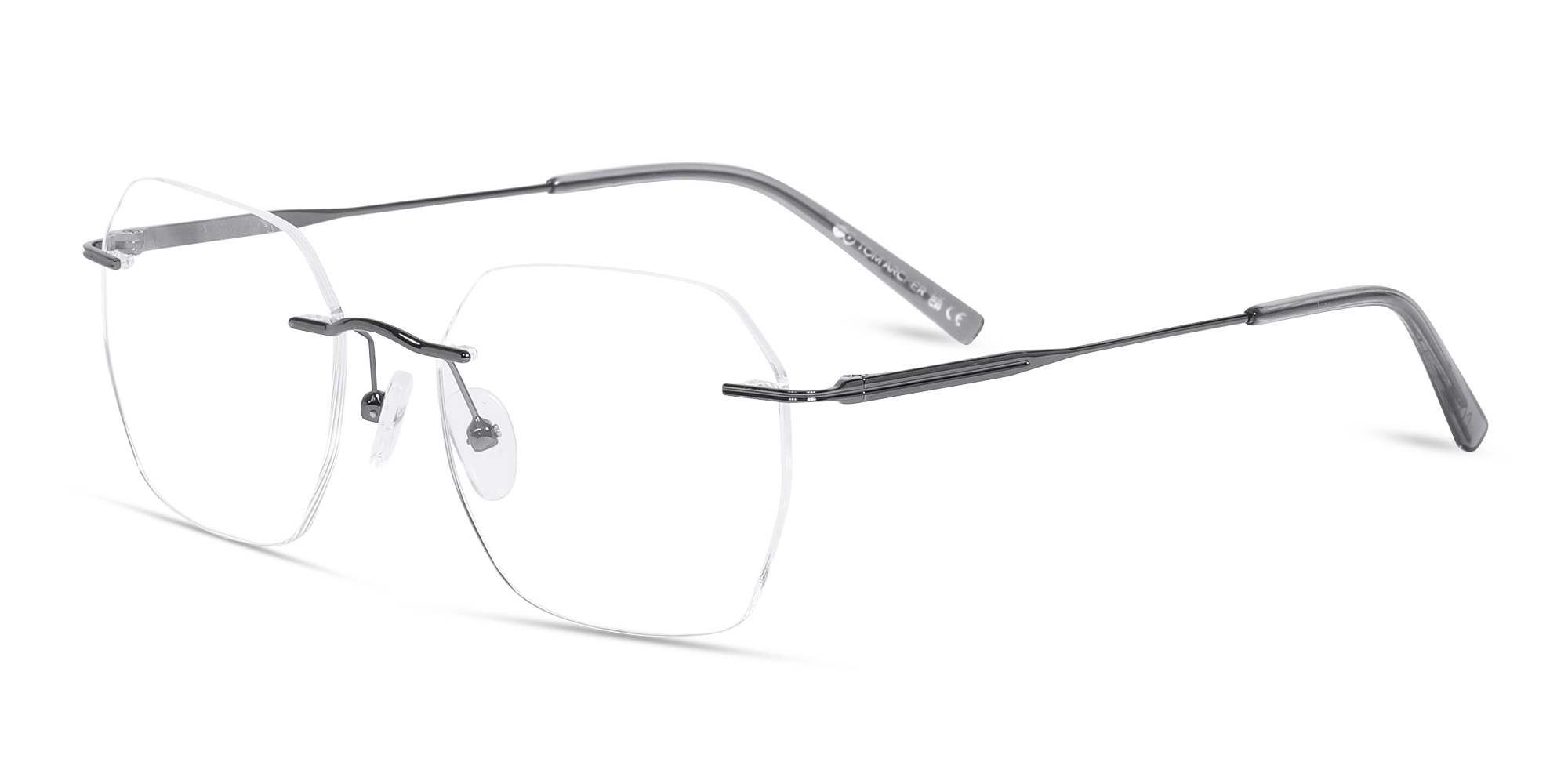 Gunmetal Geometric Rimless Eyeglasses 3