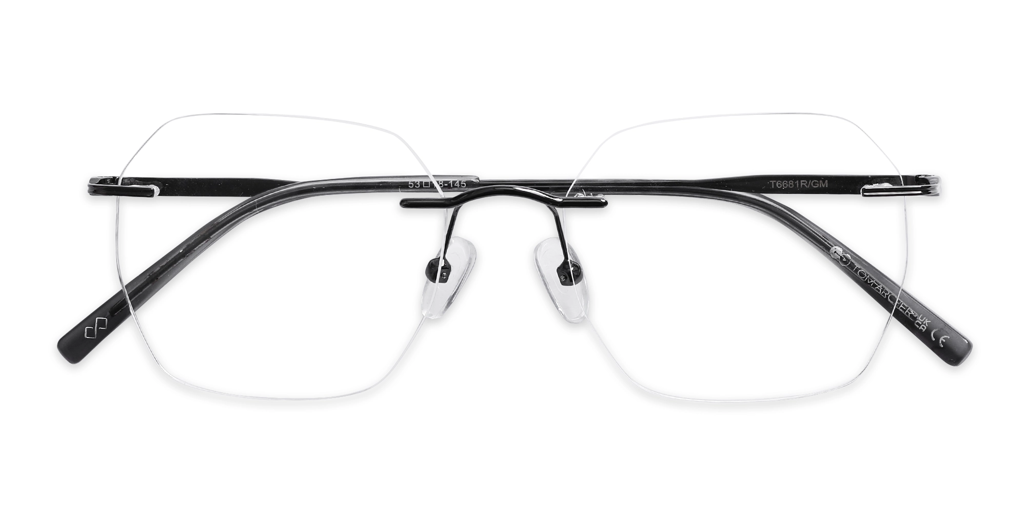 Gunmetal Geometric Rimless Eyeglasses 6