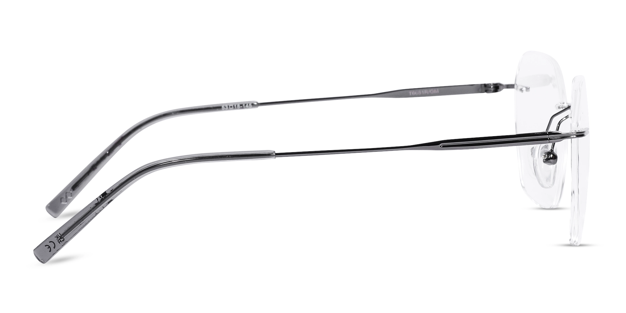 Gunmetal Geometric Rimless Eyeglasses 4
