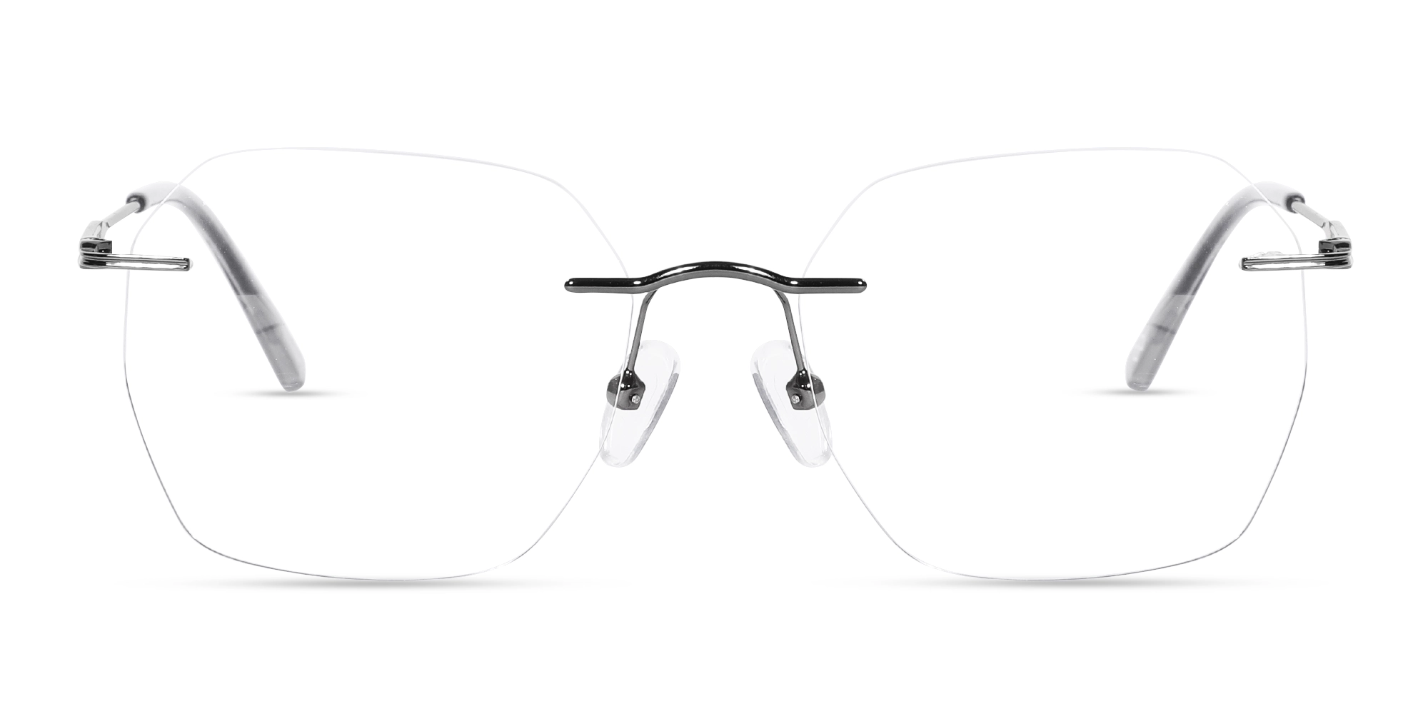 Gunmetal Geometric Rimless Eyeglasses 1